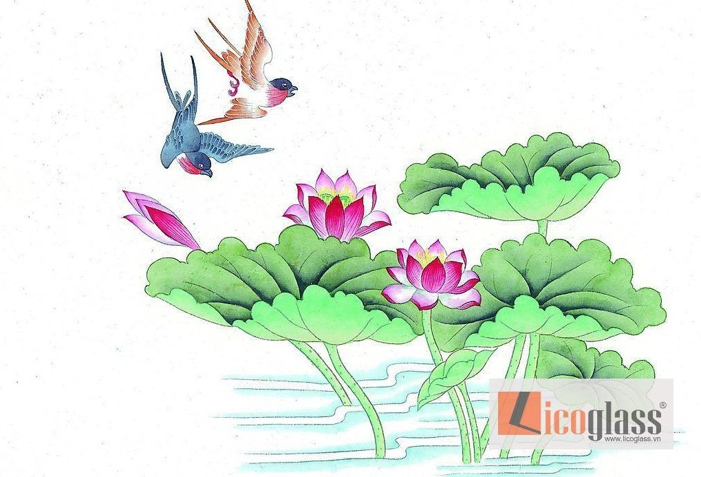 Tranh kính hoa sen TKS05